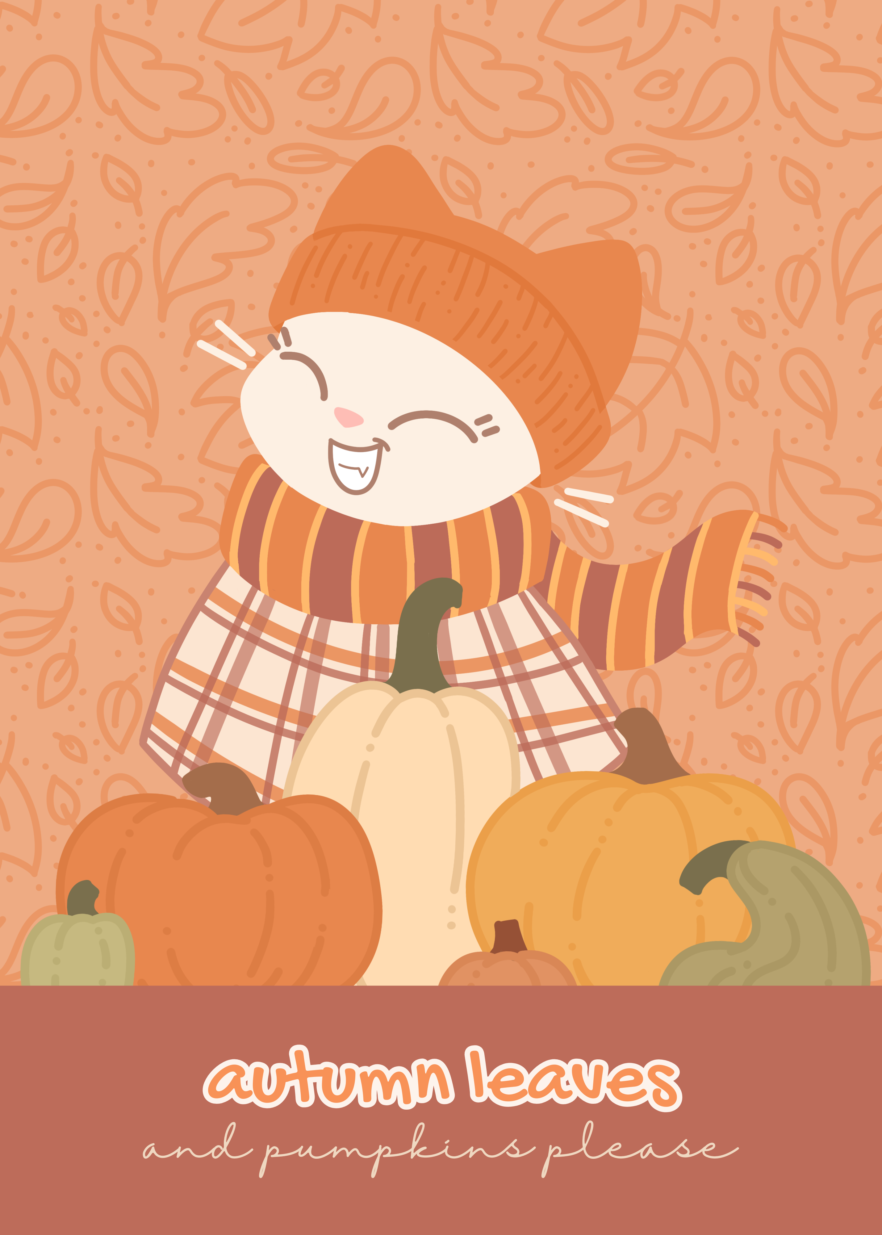 Autumn Leaves and Pumpkins Please - art print